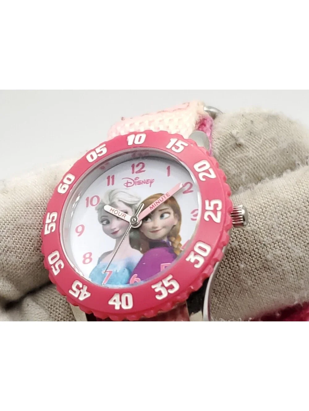 Disney Frozen Kids' Time Teacher Quartz Watch Nylon Strap- New Battery 30mm